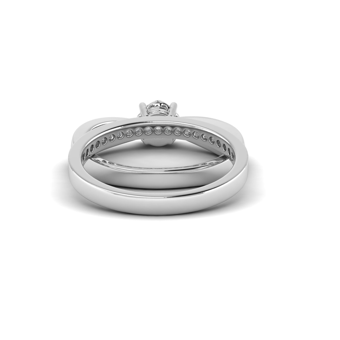 White Gold Studded 0.82 Carat Lab Grown Diamond Ring-F Color VVS Clarity.